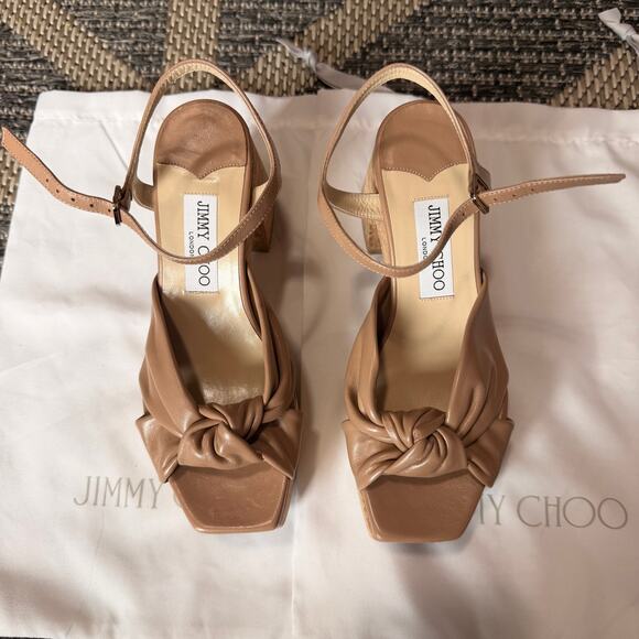 Jimmy Choo Heloise Leather Ankle-Strap Platform Sandals Size 36.5 - Picture 7 of 10